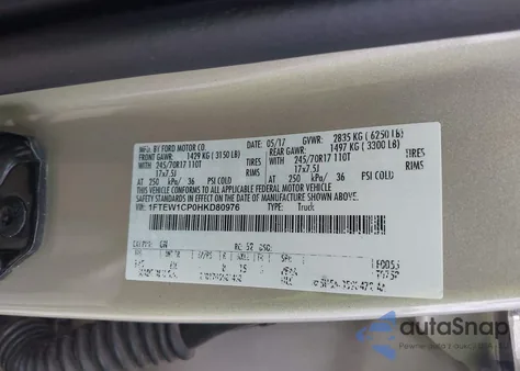 2017 Ford F-150 Xlt from USA, damaged, VIN 1FTEW1CP0HKD80976